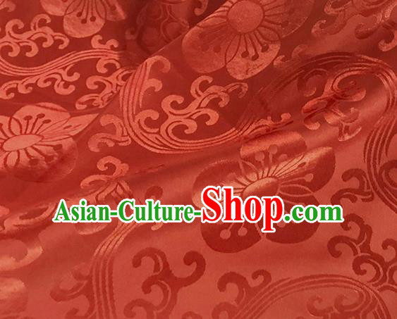 Asian Chinese Traditional Plum Pattern Design Orange Brocade China Hanfu Satin Fabric Material