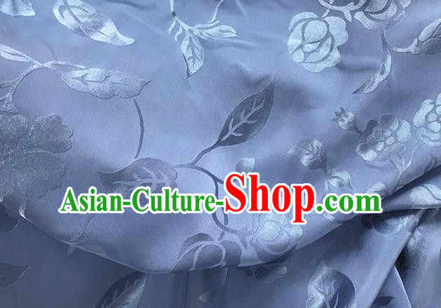Asian Chinese Traditional Twine Pattern Design Blue Brocade China Hanfu Satin Fabric Material