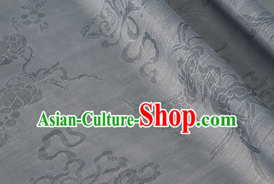 Asian Chinese Traditional Auspicious Pattern Design Grey Brocade China Hanfu Silk Fabric Material