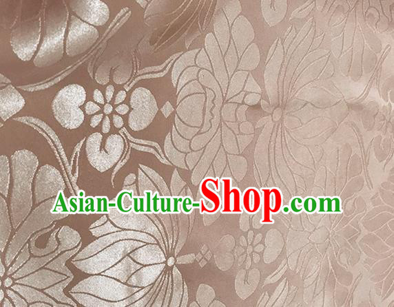 Asian Chinese Traditional Lotus Pattern Design Pink Brocade China Hanfu Satin Silk Fabric Material