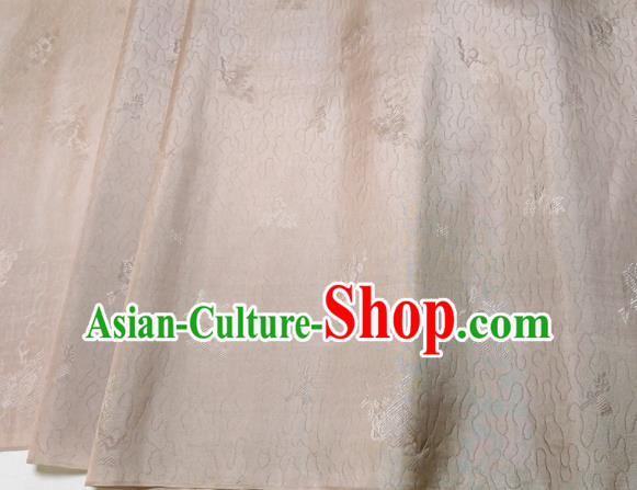 Asian Chinese Traditional Pattern Design Beige Brocade Silk Fabric China Hanfu Satin Material