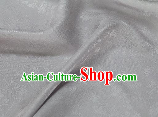 Asian Chinese Traditional Twine Albizia Pattern Design Silver Silk Fabric Chinese Qipao Material