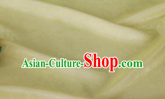 Asian Chinese Traditional Twine Albizia Pattern Design Light Yellow Silk Fabric Chinese Qipao Material