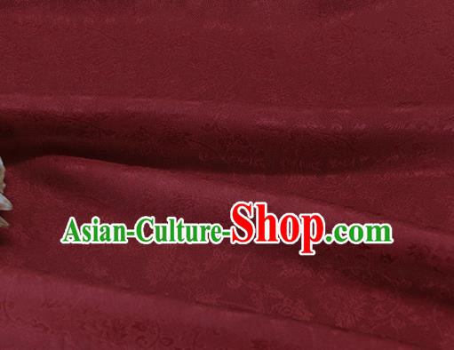 Asian Chinese Traditional Twine Albizia Pattern Design Wine Red Silk Fabric Chinese Qipao Material