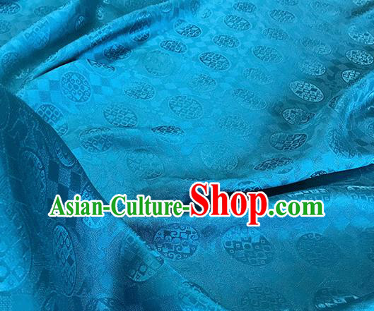 Asian Chinese Traditional Pattern Design Blue Silk Fabric China Qipao Material