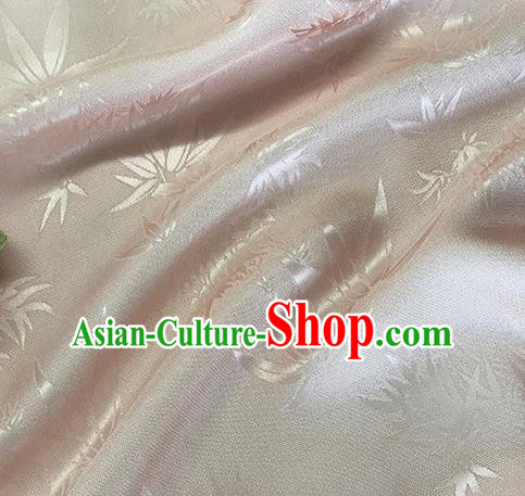 Asian Chinese Traditional Bamboo Leaf Pattern Design Light Pink Silk Fabric China Qipao Material