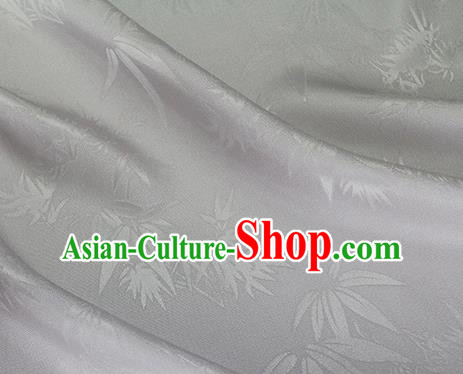 Asian Chinese Traditional Bamboo Leaf Pattern Design Light Grey Silk Fabric China Qipao Material