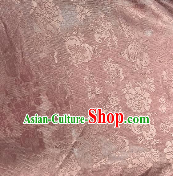 Asian Chinese Traditional Peony Pattern Design Pink Silk Imitation China Qipao Silk Fabric Material