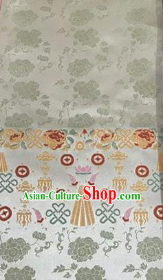 Asian Chinese Traditional Wheels Pattern Design Light Green Brocade China Hanfu Satin Fabric Material