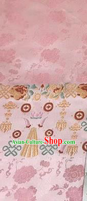 Asian Chinese Traditional Wheels Pattern Design Pink Brocade China Hanfu Satin Fabric Material