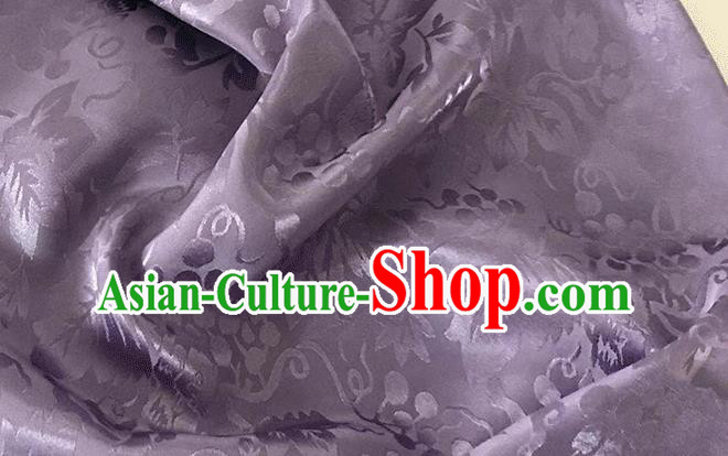 Asian Chinese Traditional Grape Pattern Design Purple Brocade China Hanfu Satin Fabric Material