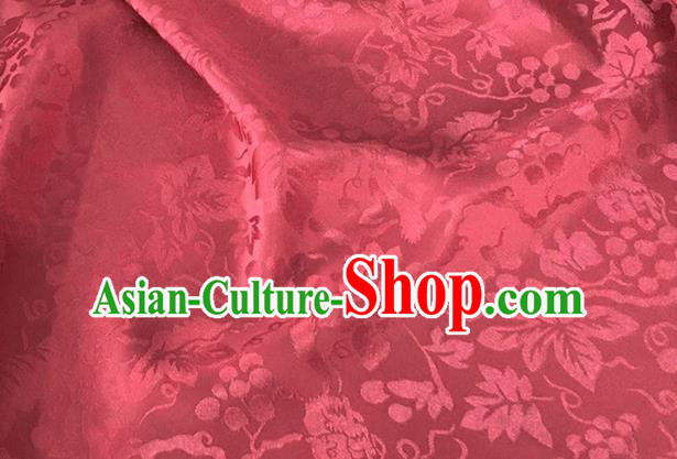 Asian Chinese Traditional Grape Pattern Design Begonia Red Brocade China Hanfu Satin Fabric Material