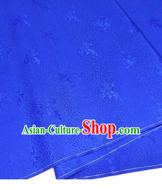 Asian Chinese Traditional Babysbreath Chrysanthemum Pattern Design Royalblue Brocade Silk Fabric China Hanfu Satin Material