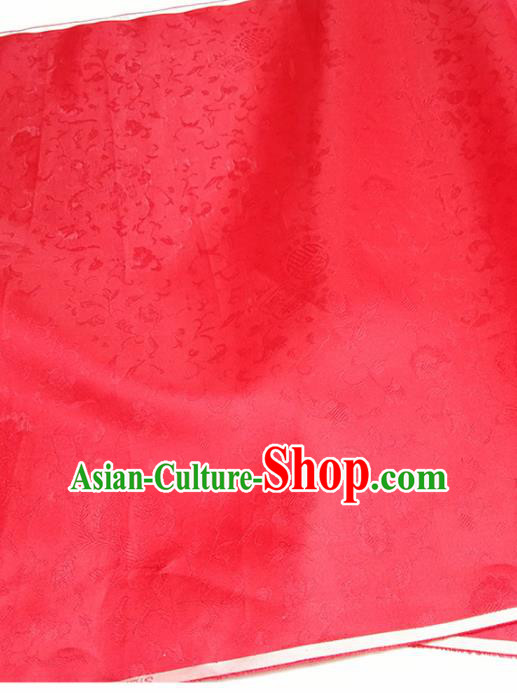 Asian Chinese Traditional Delonix Regia Pattern Design Red Silk Fabric China Hanfu Silk Material