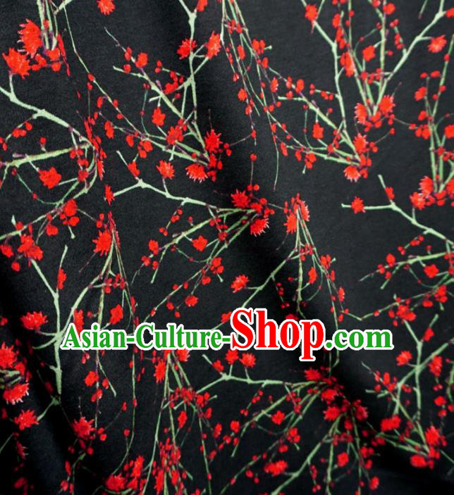 Chinese Traditional Plum Pattern Design Black Brocade Fabric Asian Satin China Hanfu Silk Material
