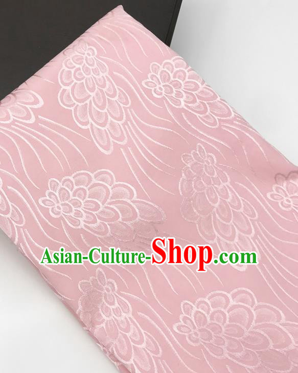 Chinese Traditional Peacock Tail Pattern Design Pink Brocade Fabric Asian China Satin Hanfu Material