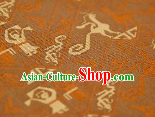 Chinese Traditional Pattern Design Ginger Silk Fabric Asian China Hanfu Mulberry Silk Material