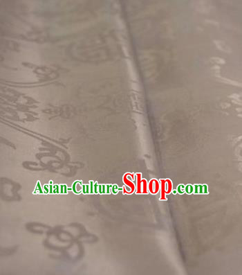 Chinese Traditional Double Fishes Pattern Design Silvery Silk Fabric Asian China Hanfu Jacquard Mulberry Silk Material