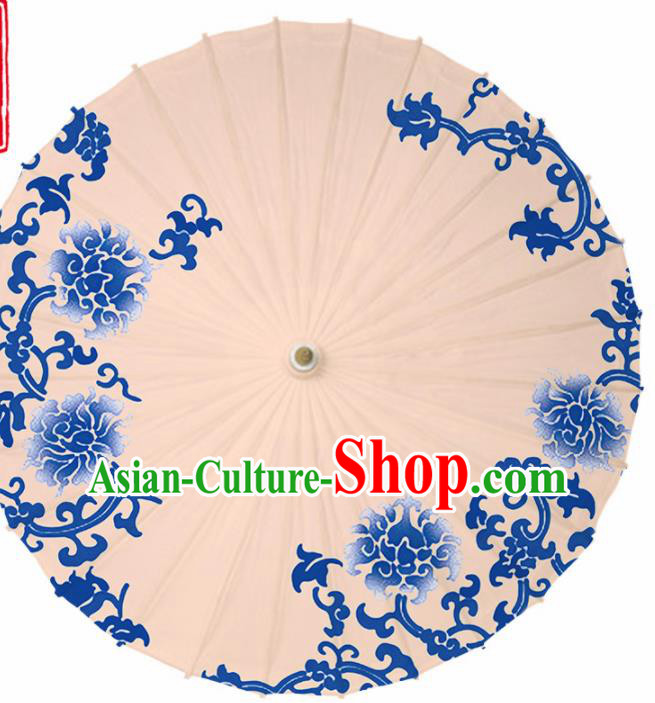 Chinese Traditional Printing Twine Peony Oil Paper Umbrella Artware Paper Umbrella Classical Dance Umbrella Handmade Umbrellas