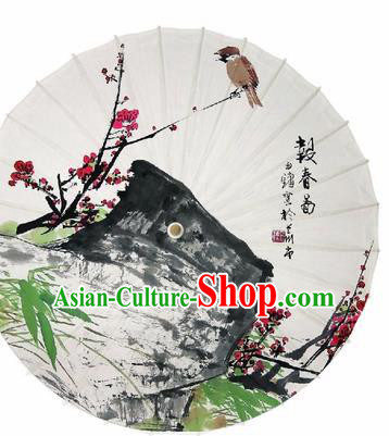Chinese Traditional Printing Plum Blossom Oil Paper Artware Paper Umbrella Classical Dance Umbrella Umbrella Handmade Umbrella