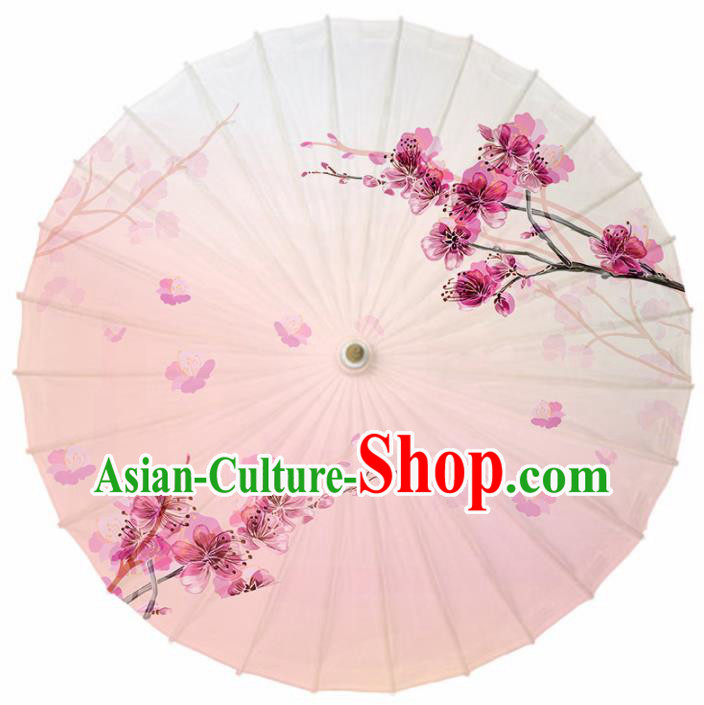 Chinese Traditional Printing Peach Blossom Pink Oil Paper Umbrella Artware Paper Umbrella Classical Dance Umbrella Handmade Umbrellas