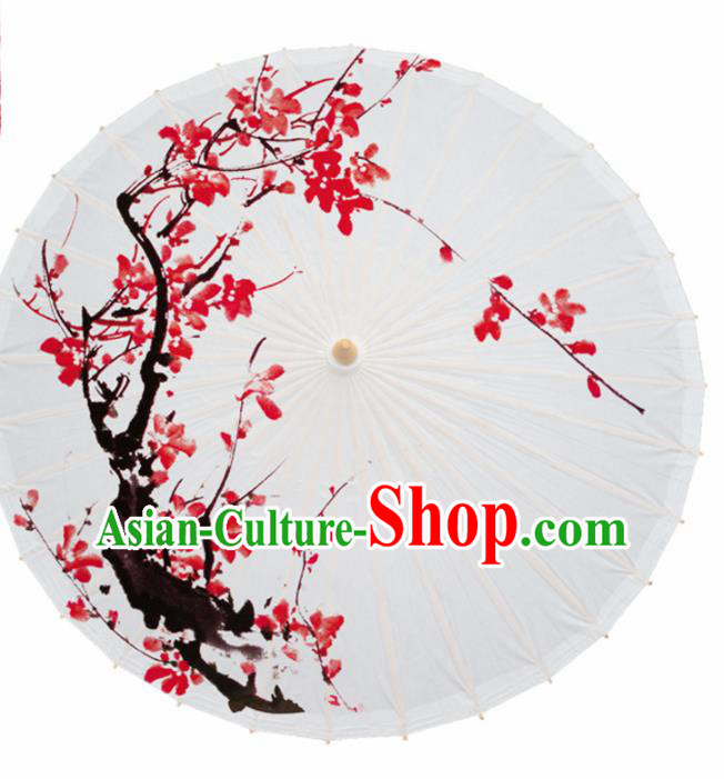 Chinese Traditional Printing Red Plum Oil Paper Umbrella Artware Paper Umbrella Classical Dance Umbrella Handmade Umbrellas