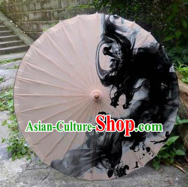 Chinese Printing Dragon Light Pink Oil Paper Umbrella Artware Paper Umbrella Traditional Classical Dance Umbrella Handmade Umbrellas