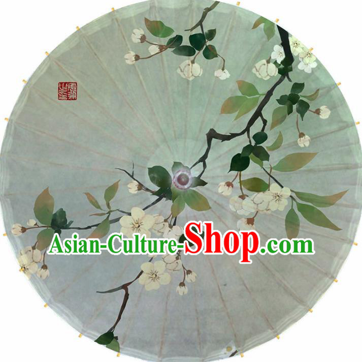 Chinese Printing Begonia Light Green Oil Paper Umbrella Artware Paper Umbrella Traditional Classical Dance Umbrella Handmade Umbrellas
