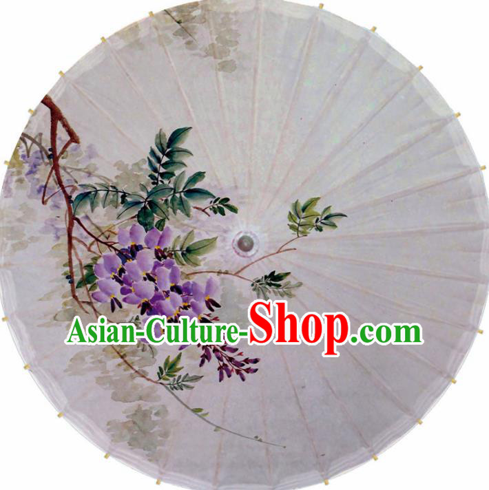 Chinese Printing Lilac White Oil Paper Umbrella Artware Paper Umbrella Traditional Classical Dance Umbrella Handmade Umbrellas