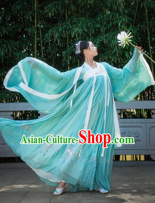 Chinese Drama Ancient Court Princess Blue Hanfu Dress Traditional Song Dynasty Palace Lady Costumes for Women