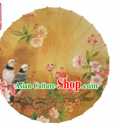 Chinese Printing Begonia Bird Ginger Oil Paper Umbrella Artware Paper Umbrella Traditional Classical Dance Umbrella Handmade Umbrellas