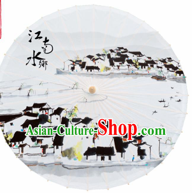 Chinese Traditional Printing Jiangnan Watertown Oil Paper Umbrella Artware Paper Umbrella Classical Dance Umbrella Handmade Umbrellas