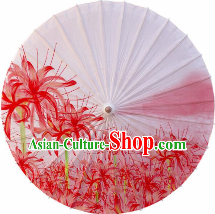 Chinese Artware Paper Umbrella Traditional Printing Manjusaka Pink Oil Paper Umbrella Classical Dance Umbrella Handmade Umbrellas