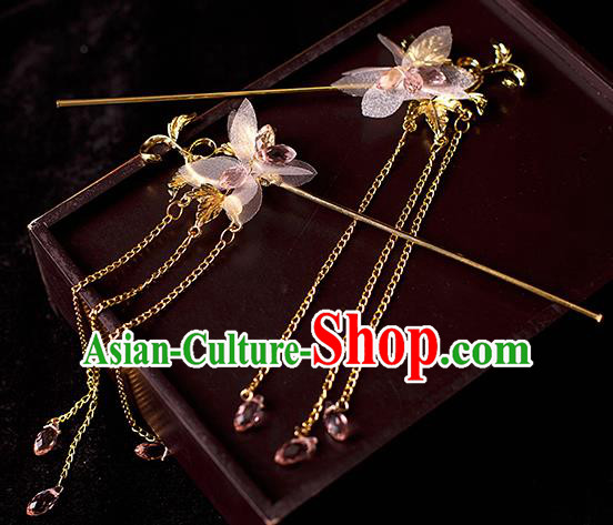 Chinese Traditional Tang Dynasty Princess Purple Silk Hairpins Ancient Palace Lady Headdress for Women