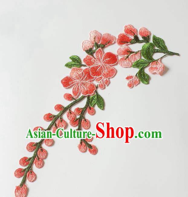 Chinese Traditional Embroidery Plum Flowers Watermelon Red Applique Embroidered Patches Embroidering Cloth Accessories