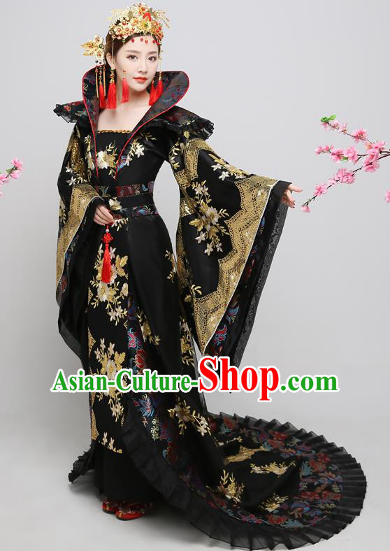 Chinese Ancient Tang Dynasty Imperial Consort Black Dress Traditional Hanfu Goddess Classical Dance Costumes for Women