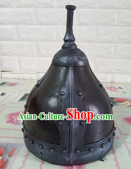 Chinese Handmade Traditional Yuan Dynasty Soldier Helmet Ancient General Hat for Men