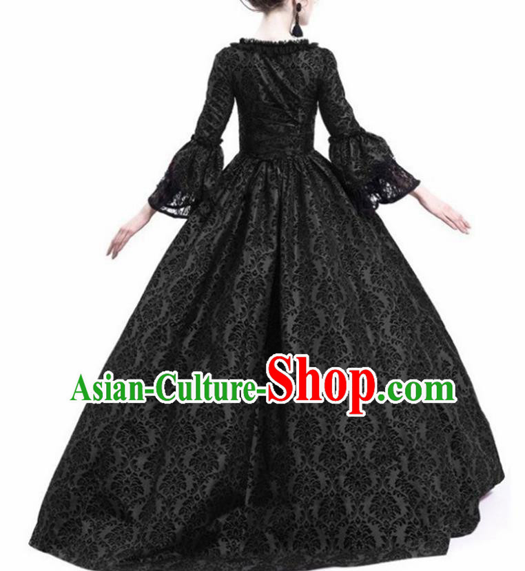 Traditional Europe Middle Ages Countess Black Dress Halloween Cosplay Stage Performance Costume for Women