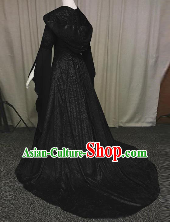 Traditional Europe Middle Ages Princess Black Dress Halloween Cosplay Stage Performance Costume for Women
