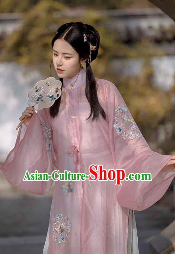 Chinese Ancient Princess Costumes Traditional Hanfu Dress Ming Dynasty Palace Lady Apparels Pink Blouse and Skirt Full Set