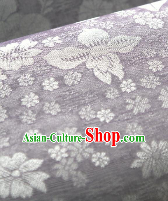 Asian Korea Classical Peony Flowers Pattern Lilac Silk Fabric Korean Fashion Drapery Traditional Hanbok Material