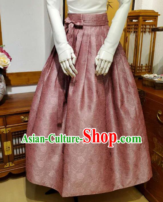 Korean Traditional Dance Blouse and Pink Bust Skirt Asian Korea National Fashion Costumes Women Hanbok Apparels