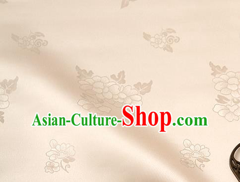Traditional Korean Classical Roses Pattern Apricot Satin Drapery Hanbok Material Asian Korea Fashion Silk Fabric