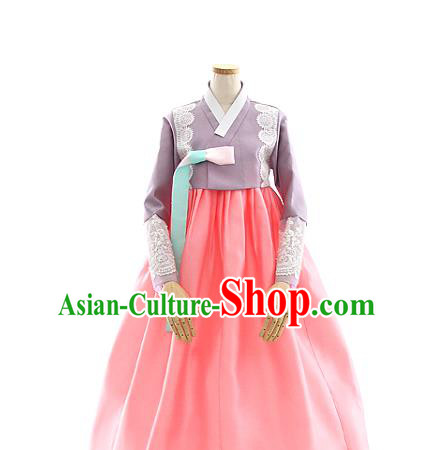 Korean Bride Mother Lilac Blouse and Pink Dress Korea Fashion Costumes Traditional Hanbok Festival Apparels for Women