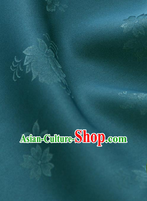 Asian Korea Classical Campsis Grandiflora Pattern Peacock Green Silk Fabric Korean Fashion Drapery Traditional Hanbok Material
