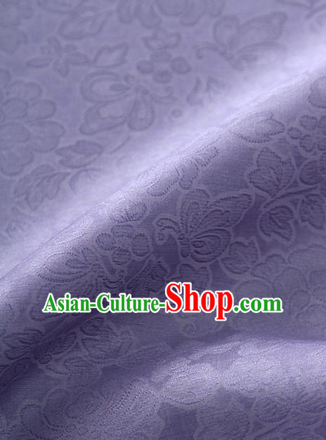 Traditional Korean Fashion Light Purple Gauze Drapery Hanbok Material Asian Korea Classical Flowers Pattern Silk Fabric