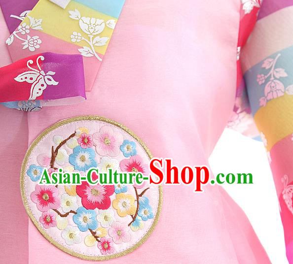 Korean Bride Hanbok Pink Blouse and Dress Korea Fashion Wedding Costumes Traditional Festival Apparels for Women