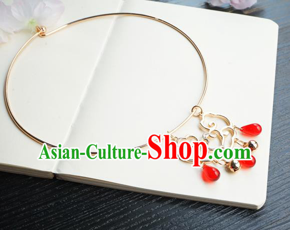 Chinese Handmade Hanfu Necklace Classical Jewelry Accessories Ancient Bride Golden Necklet for Women