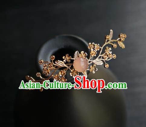 Chinese Classical Golden Plum Blossom Hair Clip Hair Accessories Handmade Ancient Hanfu Hairpin for Women