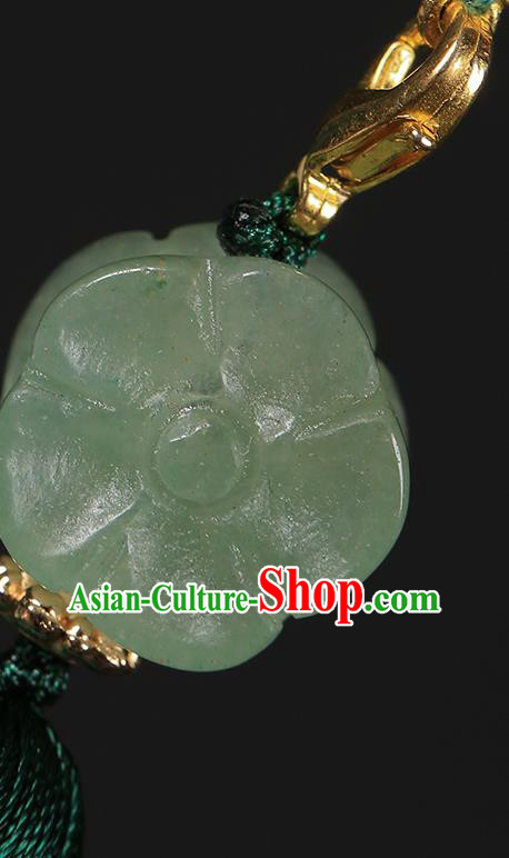 Chinese Classical Embroidered Green Silk Headband Hanfu Hair Accessories Handmade Hairlace for Women